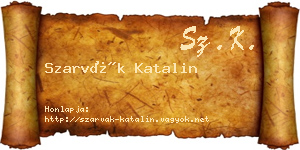 Szarvák Katalin névjegykártya